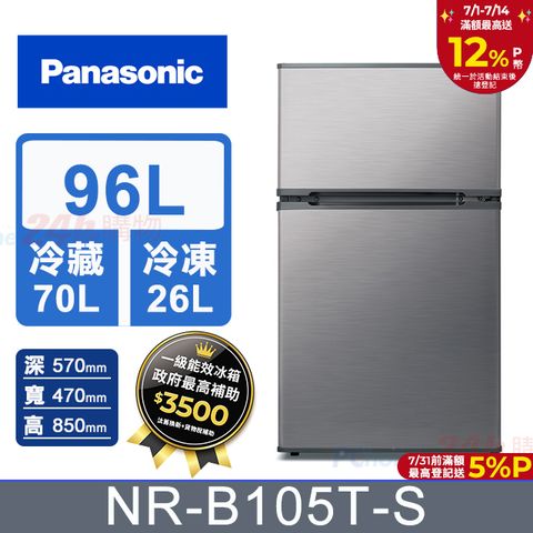 Panasonic國際牌 96公升 雙門電冰箱 NR-B105T-S