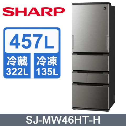 SHARP夏普 457公升自動除菌離子變五門頻冰箱(尊爵灰)SJ-MW46HT-H含基本運送+拆箱定位+回收舊機
