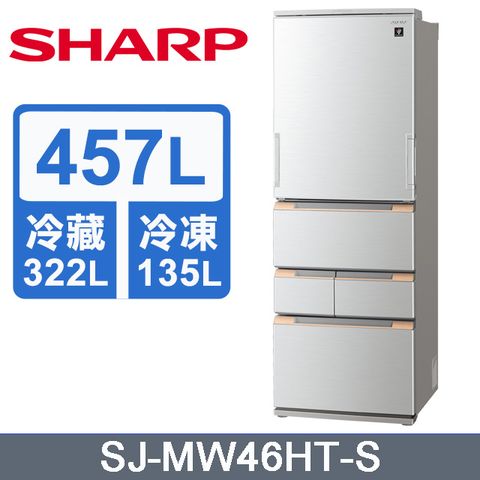 SHARP夏普 457公升自動除菌離子變頻五門冰箱(星鑽銀)SJ-MW46HT-S含基本運送+拆箱定位+回收舊機
