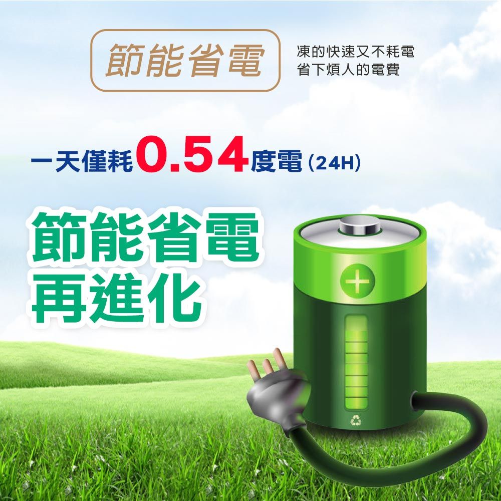 節能省凍的快速又不耗電省下煩人的電費一天僅耗0.54度電 (24H)節能省電再進化