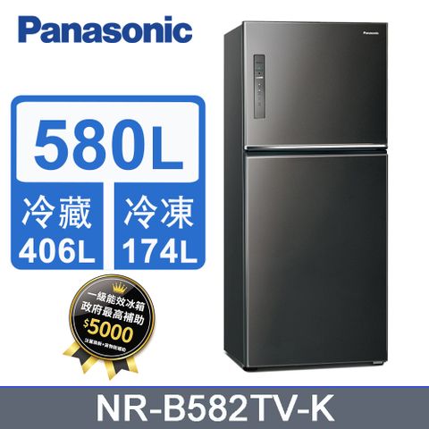 Panasonic 國際牌 580L雙門變頻冰箱 NR-B582TV-K(晶漾黑)《含基本運送+拆箱定位+回收舊機》