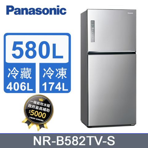 送Luminarc微波保鮮盒6入組Panasonic國際牌580L雙門變頻冰箱 NR-B582TV-S(晶漾銀)《含基本運送+拆箱定位+回收舊機》