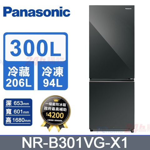 【Panasonic 國際牌】300公升一級能效雙門變頻冰箱(NR-B301VG-X1)