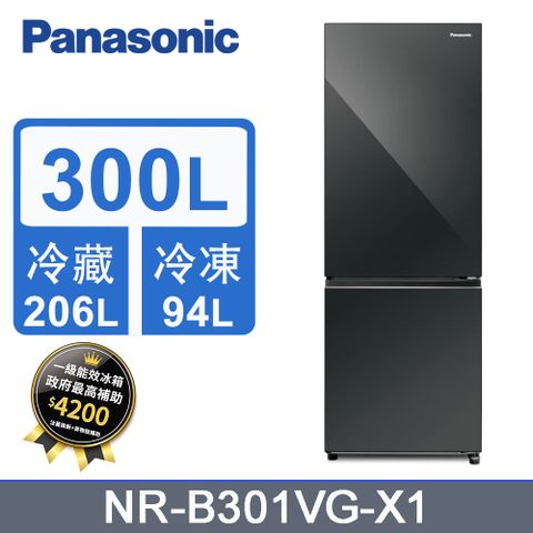 Panasonic 國際牌 300公升一級能效雙門變頻冰箱 NR-B301VG-X1《含基本運送+拆箱定位+回收舊機》