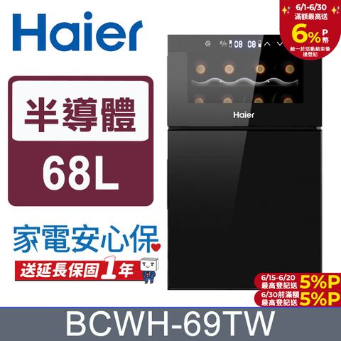 Haier海爾68公升電子式紅酒飲料櫃 BCWH-69TW