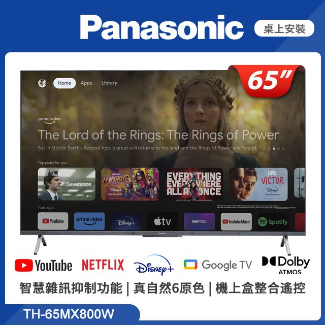 Panasonic 國際牌 國際 65吋 4K HDR Google TV智慧顯示器 TH-65MX800W