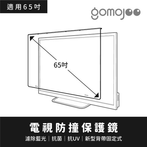 【65吋】gomojoo 電視防撞保護鏡，背帶固定式安全不滑落，減少藍光傷害 ，台灣製造工廠直營