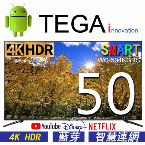 TEGA 50吋 4K智慧連網液晶顯示器 ( SMART TV ) WC-504KGBS