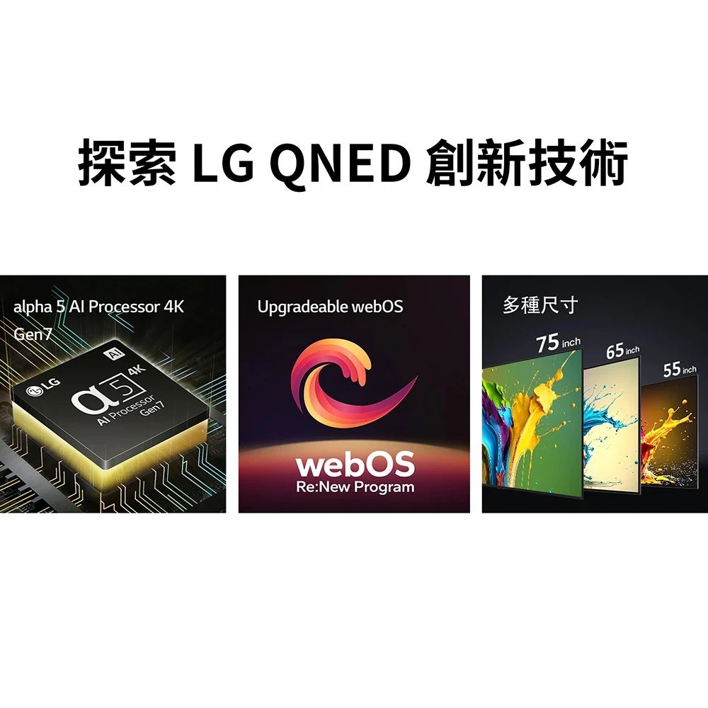 LG 樂金  65吋 QNED 量子奈米 4K AI物聯網智慧液晶螢幕顯示器 65QNED80TTA