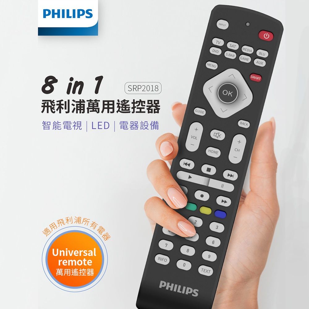 PHILIPS 飛利浦  8合1萬用遙控器 SRP2018/10 8合1萬用遙控器 SRP2018/10