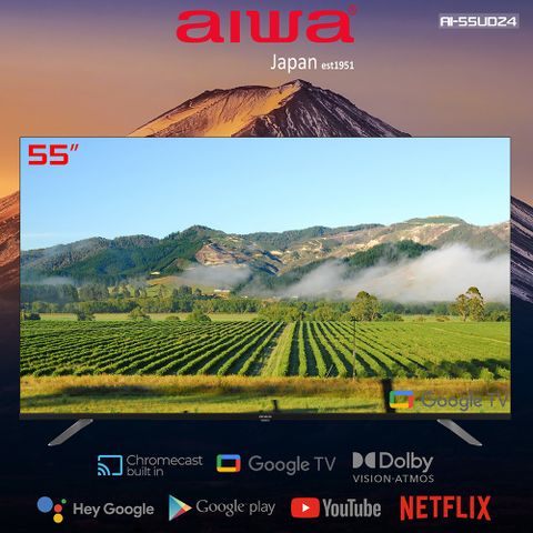 品牌限時下殺、超值品熱銷中~【AIWA 日本愛華】55吋4K HDR Google TV認證 智慧聯網液晶顯示器-AI-55UD24 (含安裝)