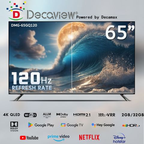 DECAVIEW 65吋 超高階 4K 真實120Hz 強化量子點 QLED Google TV 聲控AI 人工智慧聯網液晶顯示器