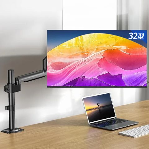 DigiKing 數位新貴 32吋美學無邊低藍光液晶顯示器+氣壓式電競螢幕桌上架