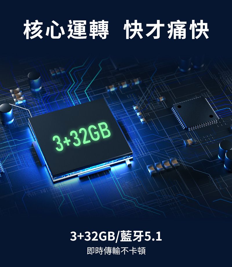 核心運轉 快才痛快3+32GB3+32GB/藍牙5.1即時傳輸不卡頓