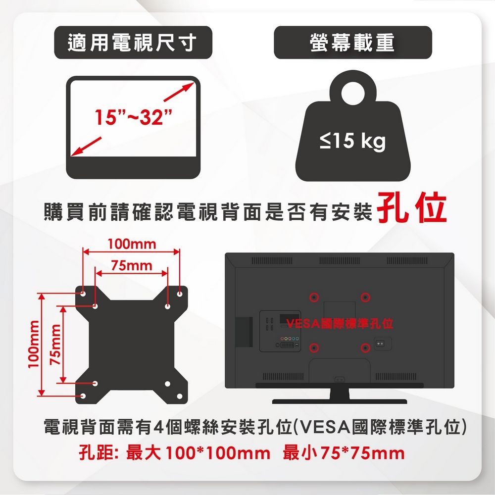 ErgoGrade 15吋~32吋超薄雙臂拉伸式電視壁掛架(EGAE211)