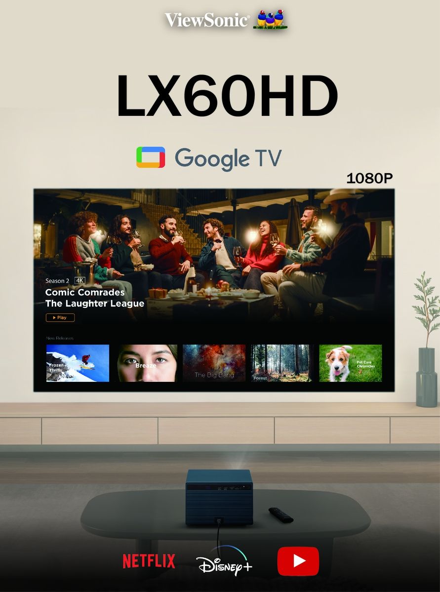 ViewSonicLX60HDGoogle TVSeason 2 4KComic ComradesThe Laughter League ReleasesFrozenThrillsThe Big BangNETFLIX 1080P Care