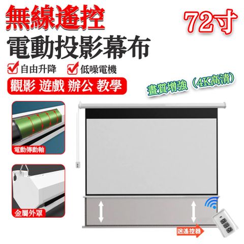 高清投影布 72寸投影幕布（抗光幕布 遙控投影儀幕布 壁掛投影布幕 教學會議家庭遙控高清 送遙控）
