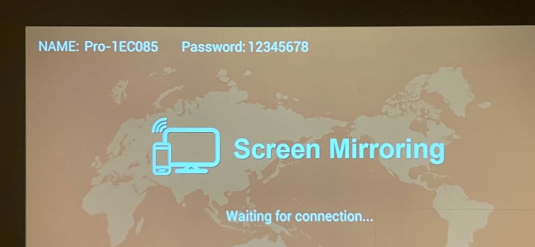 NAME: -1EC085 Password: 12345678Screen MirroringWaiting for connection...
