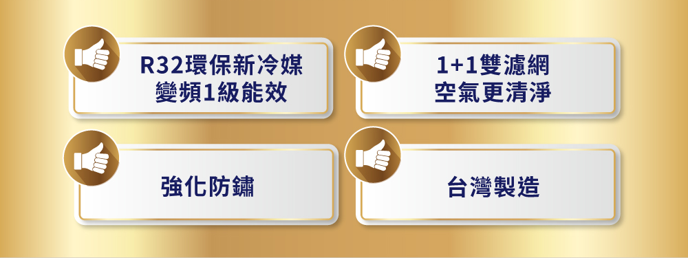 R32環保新冷媒變頻1級能效1+1雙濾網空氣更清淨強化防鏽台灣製造