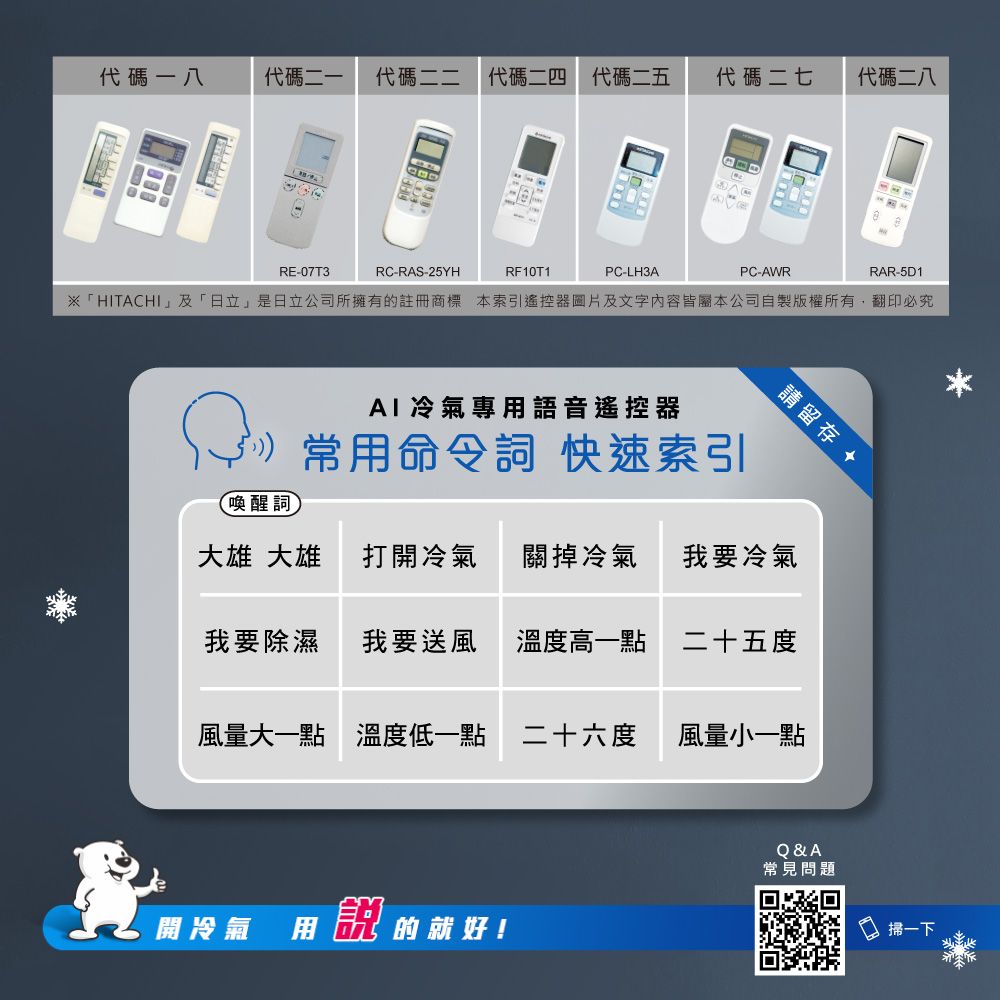Dr.AV 聖岡科技 【聖岡科技Dr.AV】NB-H20 智能語音AI冷氣遙控器(日立)