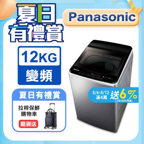 Panasonic國際牌 ECO變頻窄身不銹鋼12公斤直立洗衣機NA-V120LBS-S含基本運送+安裝+回收舊機