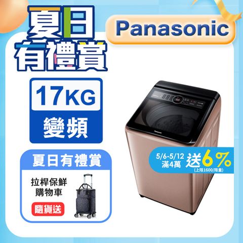 Panasonic國際牌17kg雙科技變頻直立式洗衣機 NA-V170MT-PN含基本運送+安裝+回收舊機