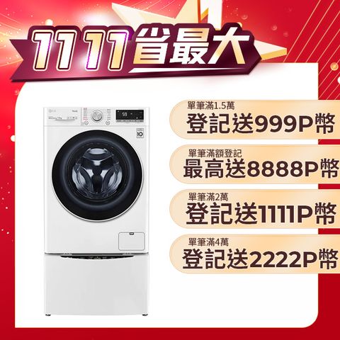 LG 樂金 TWINWash 9公斤蒸洗脫烘滾筒洗衣機 +2公斤mini洗衣機(WD-S90VDW+WT-SD201AHW)