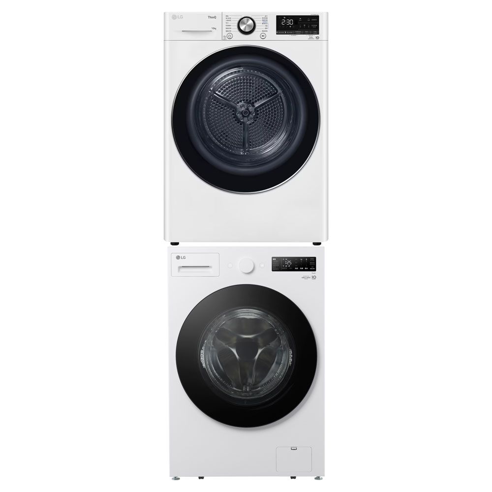 LG 樂金 AI DD 18公斤蒸洗脫滾筒洗衣機(雲霧白)+10公斤免曬衣乾衣機(WD-S18NW+WR-100VW)
