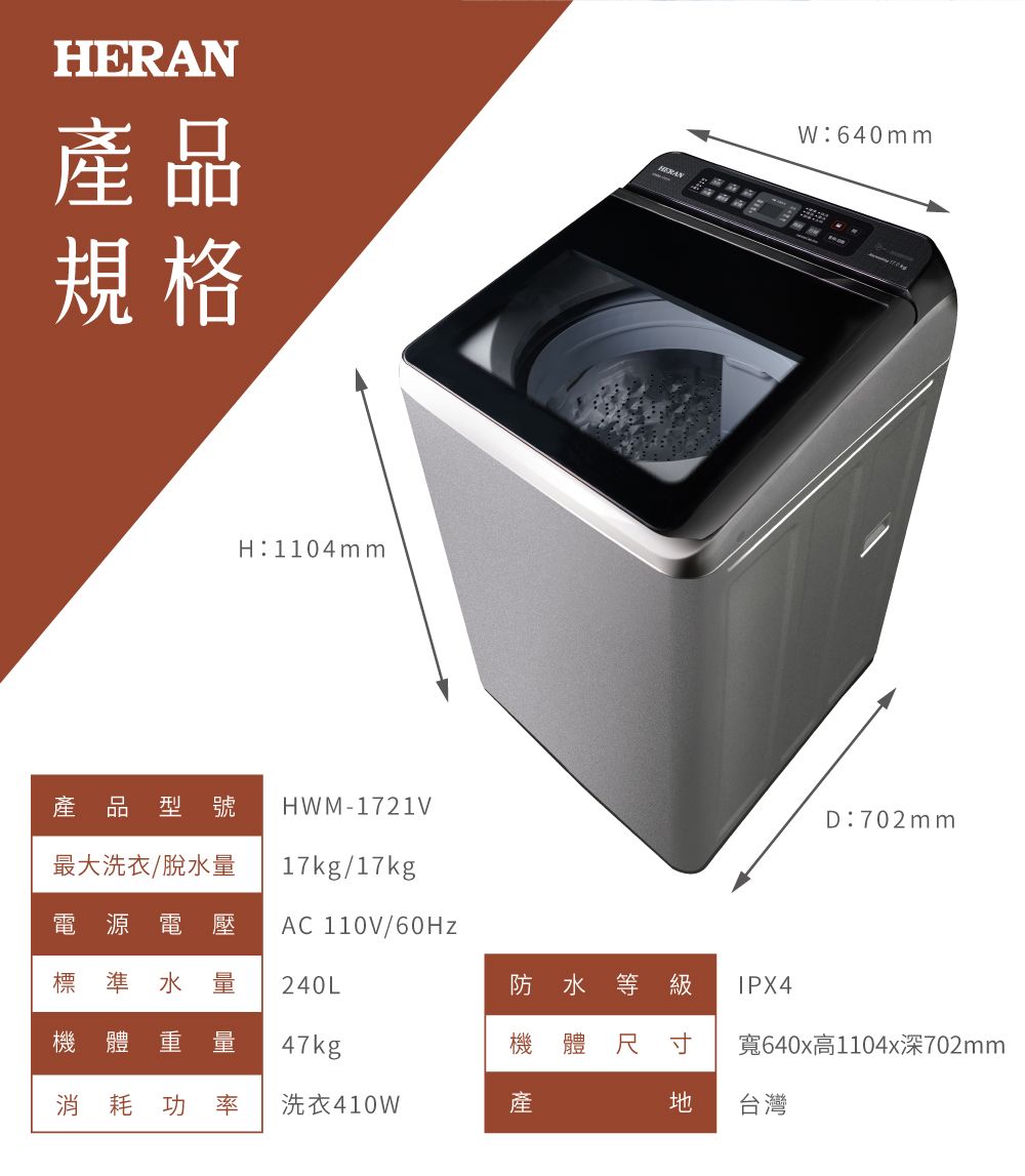 HERAN禾聯 HWM-1721V - 詳情9