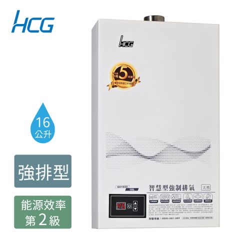 【HCG 和成】16公升數位恆溫強制排氣熱水器-二級能效-GH1650(NG1/FE式)天然瓦斯 ◆全台配送+基本安裝