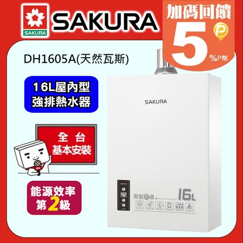 SAKURA 櫻花 16公升DH1605A智能恆溫熱水器(天然瓦斯NG1/FE式)