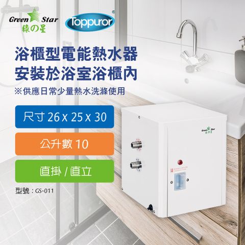 綠之星 【泰浦樂】廚浴櫃型電熱水器10公升直立/直掛式1KW GS-011