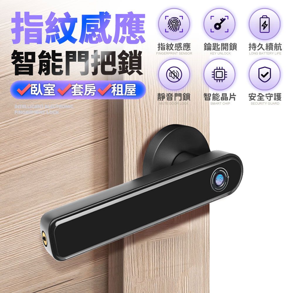 u-ta 【FJ】多功能指紋感應防盜電子鎖 CK12(支援Type-C應急供電)
