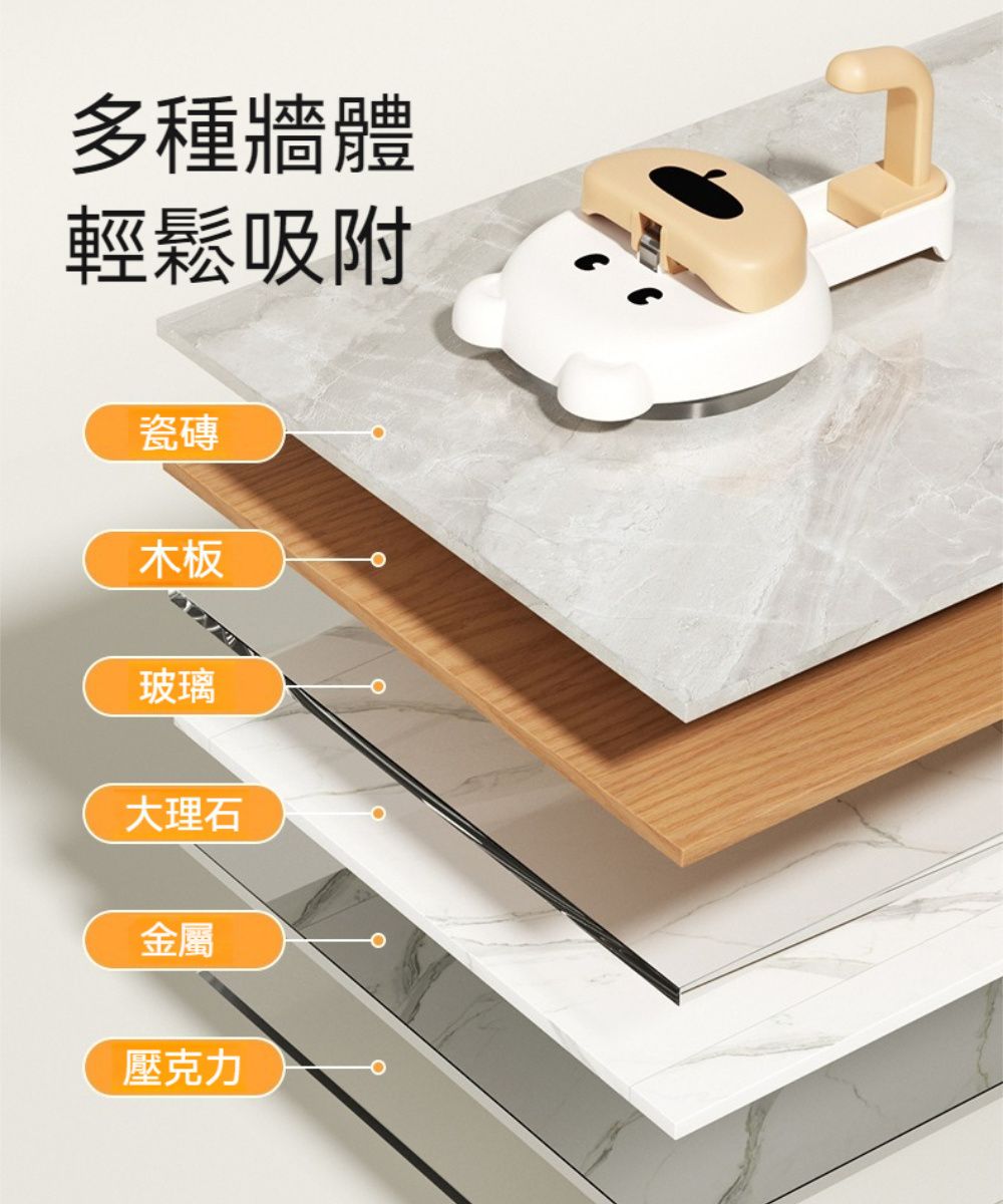 多種牆體輕鬆吸附瓷磚木板玻璃大理石金屬壓克力