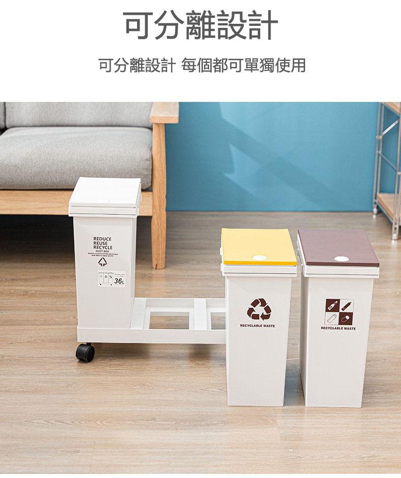 可分離設計可分離設計 每個都可單獨使用REDUCEREUSERECYCLE36LRECYCLABLE RECYCLABLE