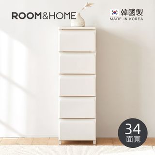 【韓國ROOM&HOME】韓國製34面寬五層抽屜收納櫃(木質天板)-DIY-多色可選