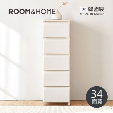 ROOM&HOME 【韓國】韓國製34面寬五層抽屜收納櫃(木質天板)-DIY-多色可選