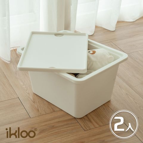 ikloo 宜酷屋 無印風收納盒20L (2入附蓋)