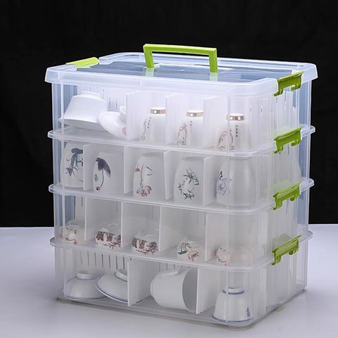 【匠人】可疊加茶具收納盒手提便攜杯子分類多層透明整理箱