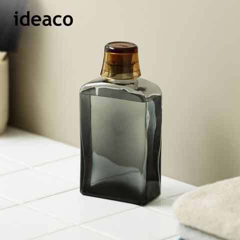 日本ideaco】復古風漱口水用玻璃空瓶(附漱口杯)-400ml