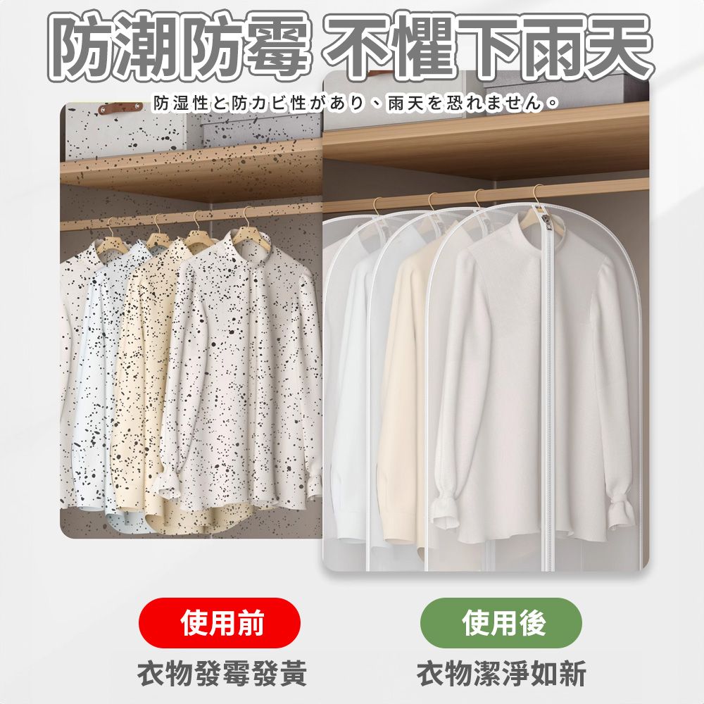  【幕日嚴選】高級衣物防塵套 衣物防塵罩 衣物保護袋 EVA材質 防潮防霉 微孔透氣 99%衣物皆適用(5入組)