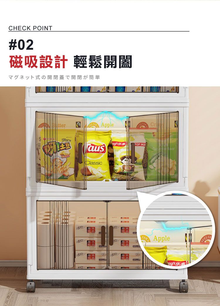 CHECK POINT#02磁吸設計 輕鬆開闔マグネット式の開閉蓋で開閉が簡単 风:AppleausPOP Apple