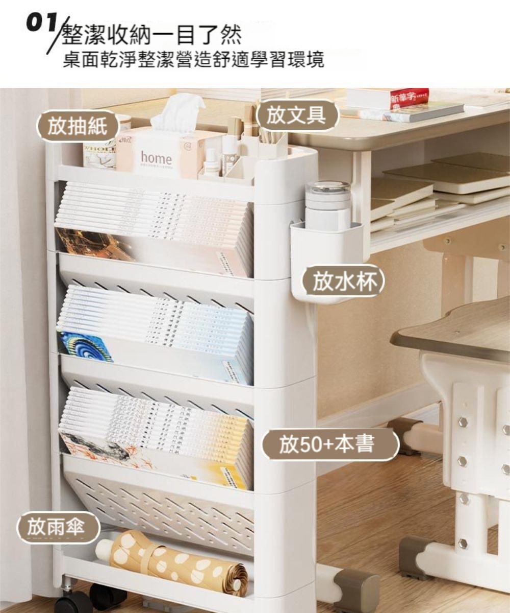 整潔收納一目了然桌面乾淨整潔營造舒適學習環境抽紙home放雨傘新華放文具放水杯)放50+本書