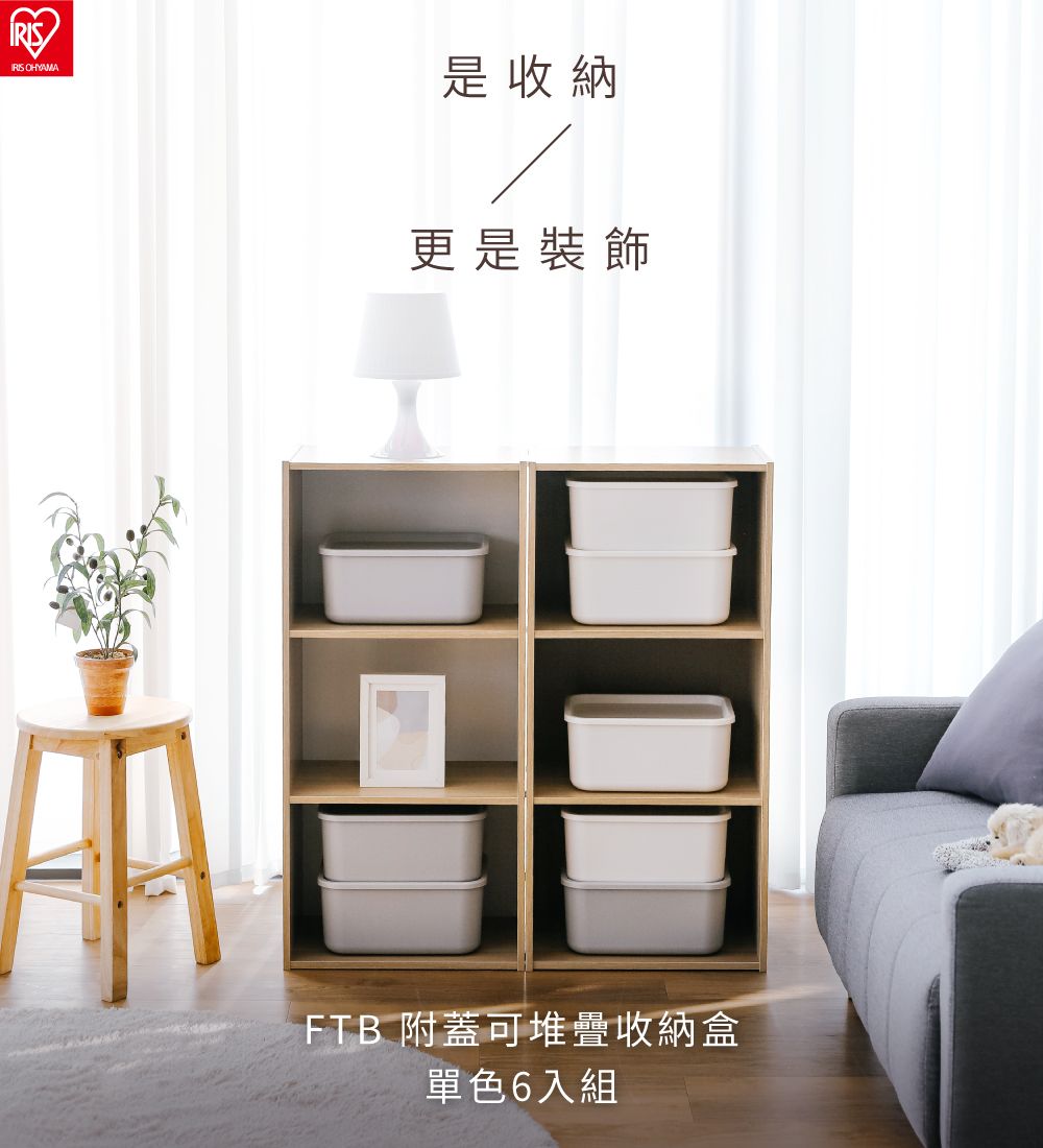 OHYAMA是收納更是裝飾FTB 附蓋可堆疊收納盒單色6入組