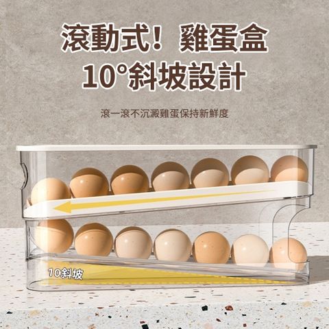 Homeco 家用滑梯式雞蛋盒 冰箱側門專用自動滾蛋器 防摔雞蛋收納盒