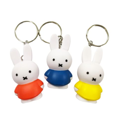 【Miffy 米菲兔商店】經典款公仔鑰匙圈 經典配色(黃紅藍) 共三入