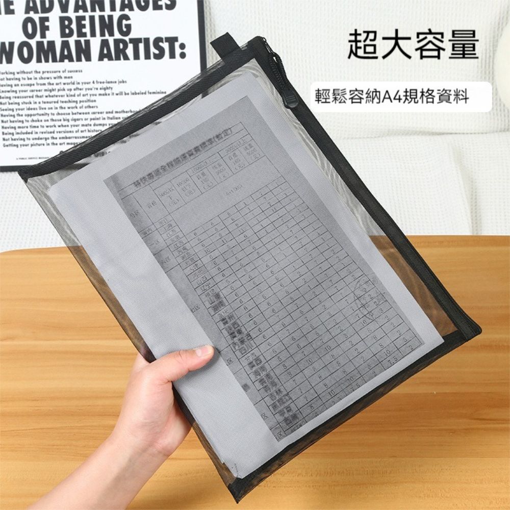  【晴安居】大容量網紗文具袋 透明便攜筆袋簡約文件袋學生辦公通用-小號2入組
