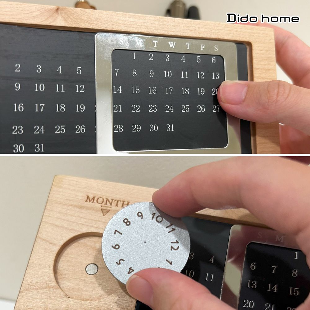 Dido home 實木製 二合一分隔月曆筆筒 桌面收納盒(HM308)