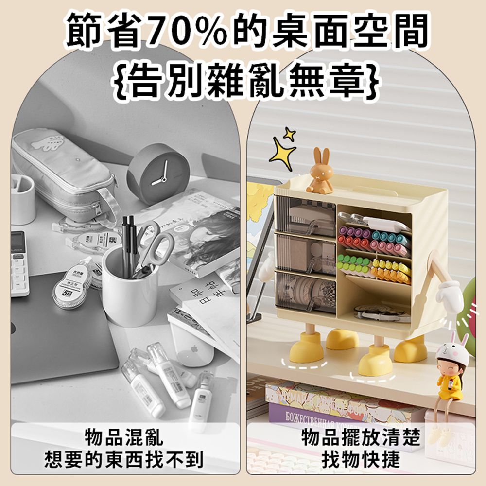 isona 多功能桌上抽屜收納盒 斜插式筆筒 文具收納 桌面收納盒 辦公置物架 分隔盒 置物盒 整理盒