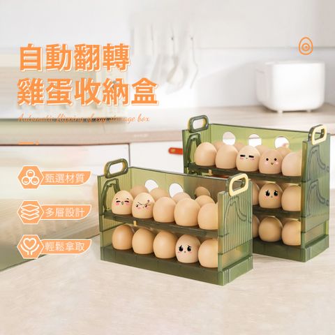 SUNORO 自動翻轉雞蛋收納盒(冰箱收納盒/蛋盒/雞蛋保鮮盒/雞蛋收納架)
